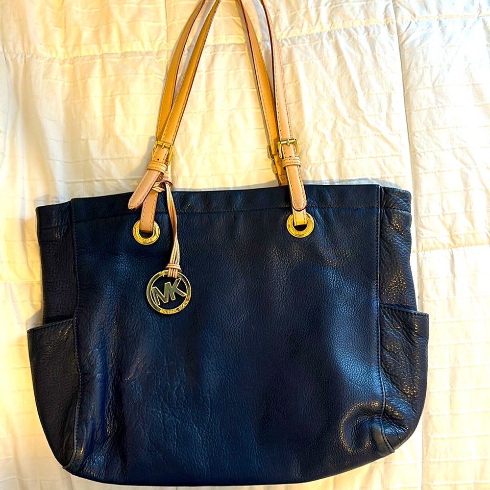 Michael Kors Authentic Soft Dark Blue Leather Bag